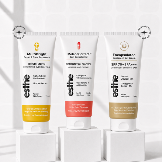 MultiBright Detan & Glow Facewash + MelanoCorrect™ Spot Corrector + Encapsulated Sunscreen Combo